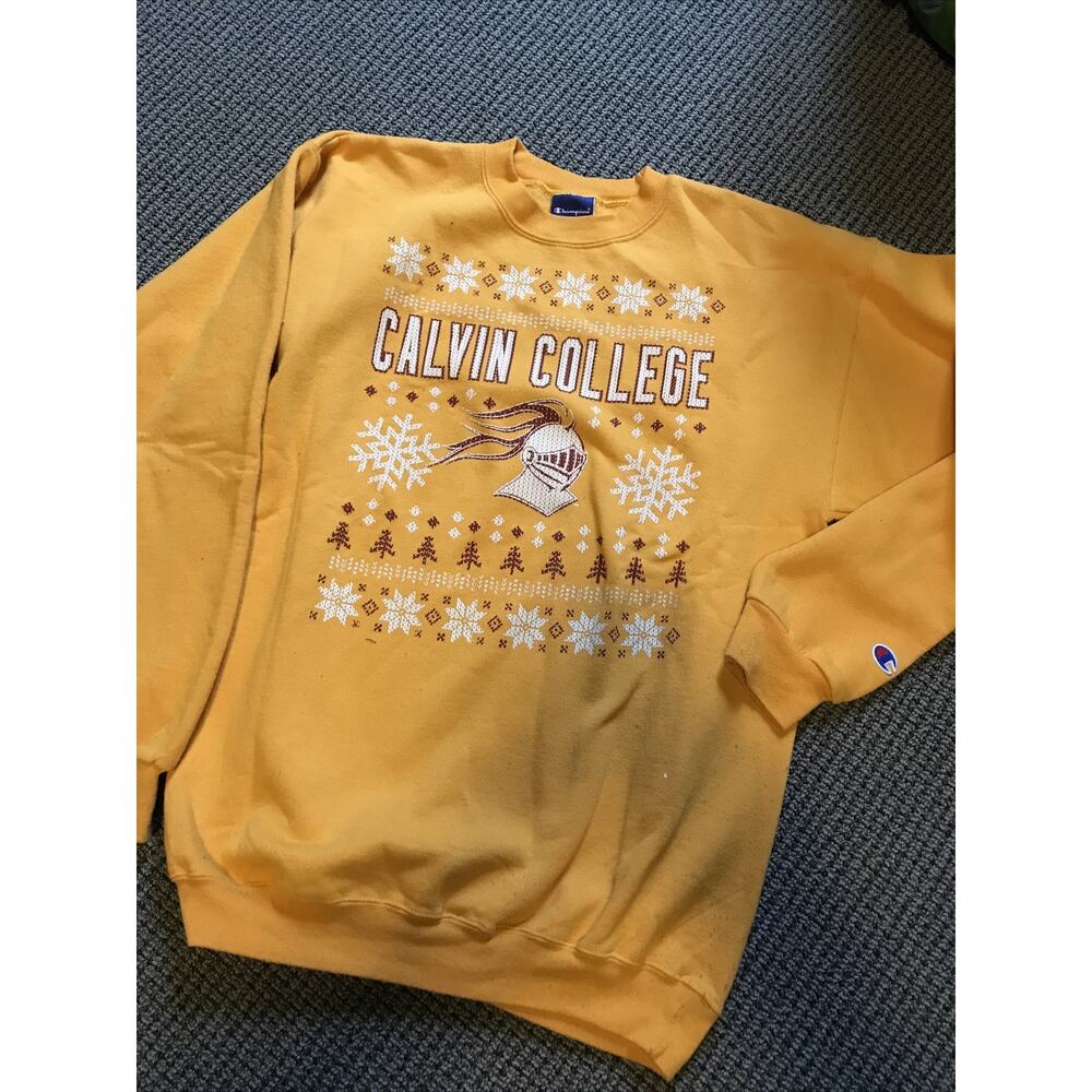 Calvin College‎ Knights Christmas Sweatshirt Champion Size Medium - Picture 1 of 4